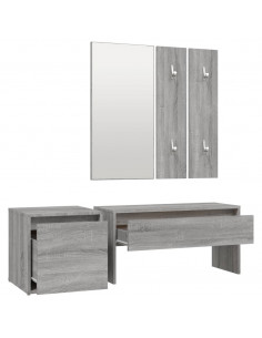 Set di Mobili da Corridoio Grigio Sonoma in Legno Multistrato