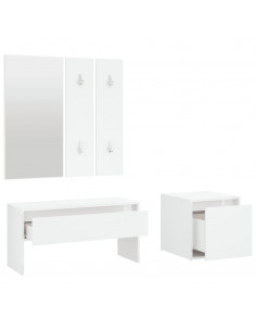 Set di Mobili da Corridoio Bianco in Legno Multistrato