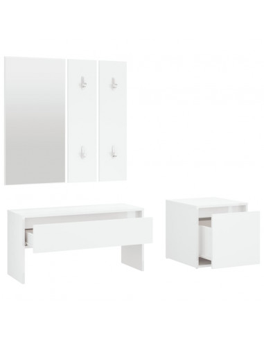 Set di Mobili da Corridoio Bianco in Legno Multistrato
