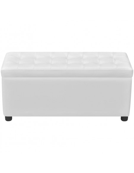 Sgabello con Contenitore in Pelle Artificiale Bianco