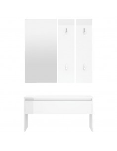 Set di Mobili da Corridoio Bianco Lucido in Legno Multistrato
