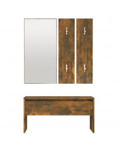 Set di Mobili da Corridoio Rovere Fumo in Legno Multistrato