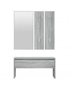 Set di Mobili da Corridoio Grigio Sonoma in Legno Multistrato