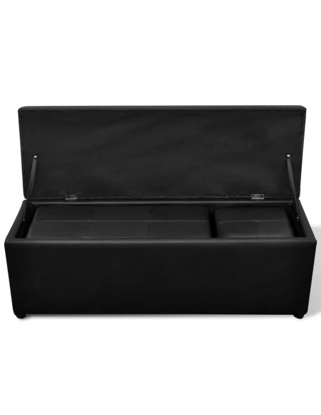 Set Cassapanche e Poggiapiedi in Pelle Artificiale Nero