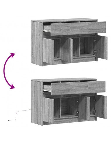 Mobile Porta TV con LED Grigio Sonoma 91x34x61 cm in Truciolato