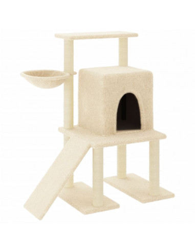Albero per Gatti con Tiragraffi in Sisal Crema 96,5 cm