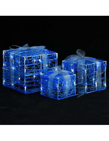 Scatole Regalo Decorative Natale in Acrilico 3 pz Bianco Freddo