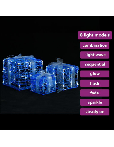 Scatole Regalo Decorative Natale in Acrilico 3 pz Bianco Freddo