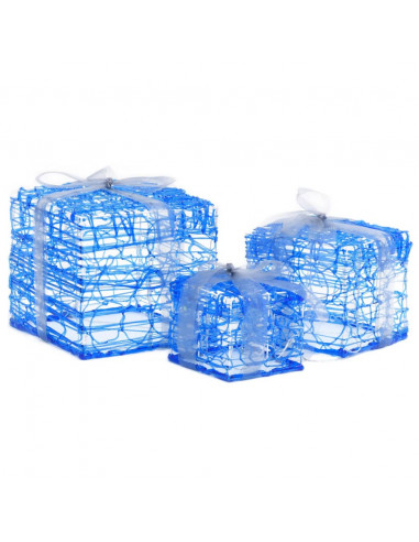 Scatole Regalo Decorative Natale in Acrilico 3 pz Bianco Freddo