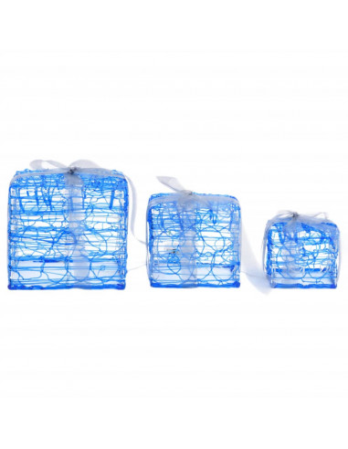 Scatole Regalo Decorative Natale in Acrilico 3 pz Bianco Freddo