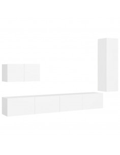 Set Mobili Porta TV 4 pz Bianco in Legno Multistrato 2