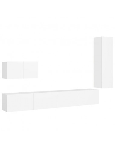 Set Mobili Porta TV 4 pz Bianco in Legno Multistrato