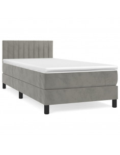 Giroletto a Molle con Materasso Grigio Chiaro 80x200 cm Velluto 2