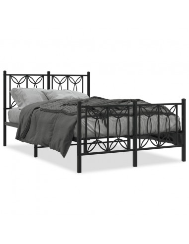 Giroletto con Testiera e Pediera Metallo Nero 120x190 cm