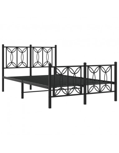 Giroletto con Testiera e Pediera Metallo Nero 120x190 cm