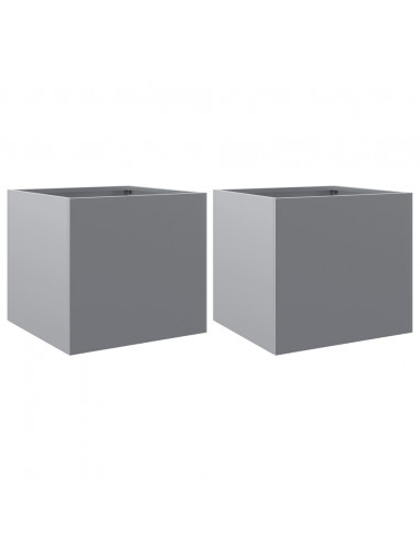 Fioriere 2pz Argento 32x30x29 cm in Acciaio Zincato