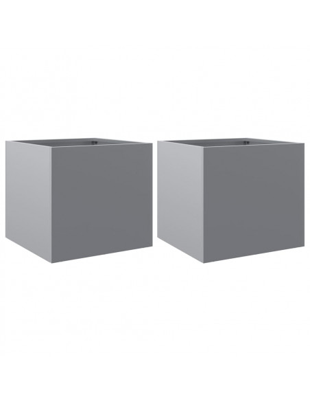 Fioriere 2pz Argento 32x30x29 cm in Acciaio Zincato