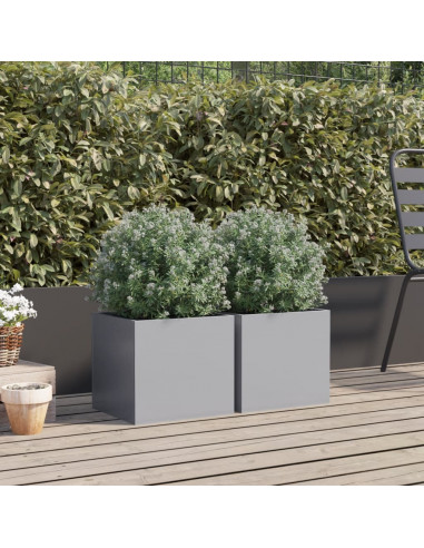 Fioriere 2pz Argento 32x30x29 cm in Acciaio Zincato