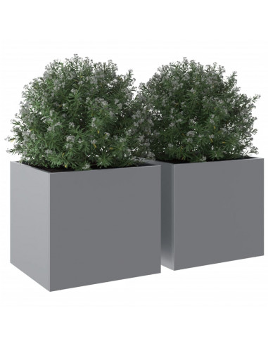 Fioriere 2pz Argento 32x30x29 cm in Acciaio Zincato
