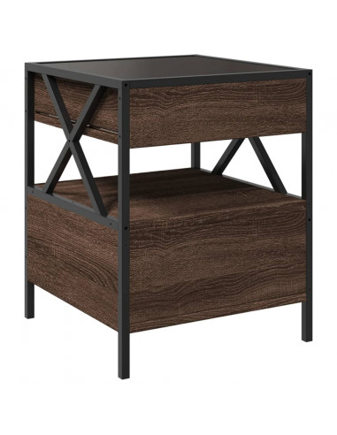 Tavolino da Salotto con LED Infinity Rovere Marrone 40x40x51 cm