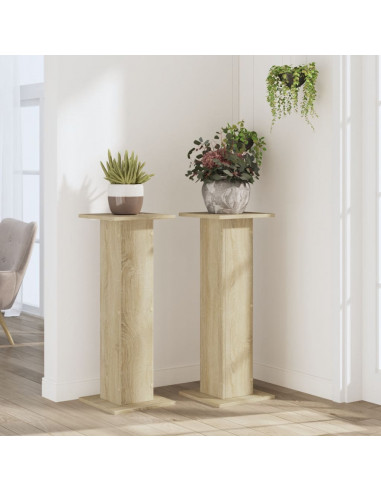 Supporti per Piante 2 pz Rovere Sonoma 30x30x80cm in Truciolato