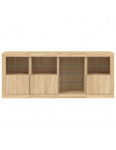 Credenza con Luci LED Rovere Sonoma 164x37x67 cm 2
