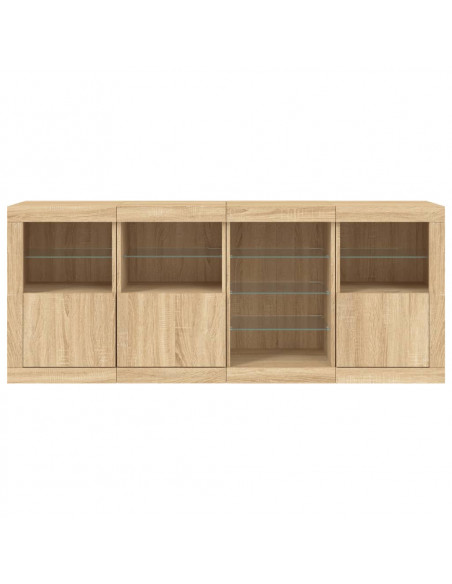 Credenza con Luci LED Rovere Sonoma 164x37x67 cm