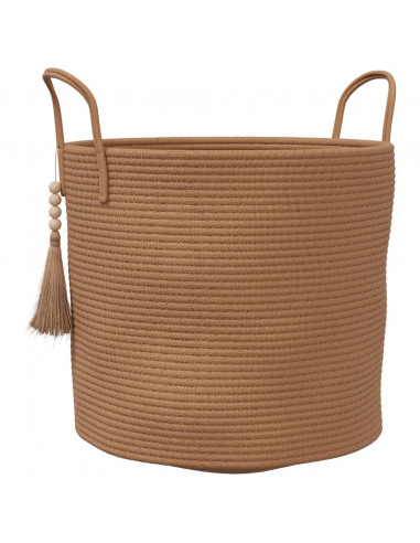 Cestino Portaoggetti Marrone Ø40x35 cm in Cotone