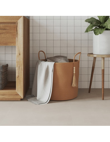 Cestino Portaoggetti Marrone Ø40x35 cm in Cotone