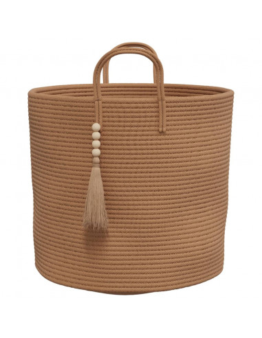 Cestino Portaoggetti Marrone Ø40x35 cm in Cotone