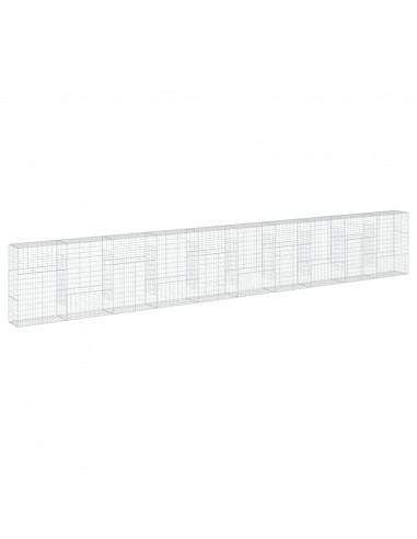Cesto Gabbione con Copertura 1000x50x150 cm in Ferro Zincato