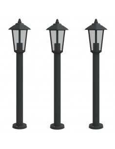Lampade da Terra per Esterni 3 pz Nere 80 cm in Acciaio Inox 2