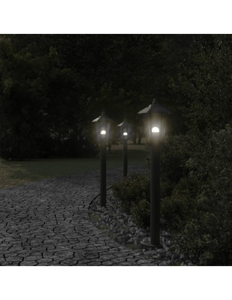 Lampade da Terra per Esterni 3 pz Nere 80 cm in Acciaio Inox