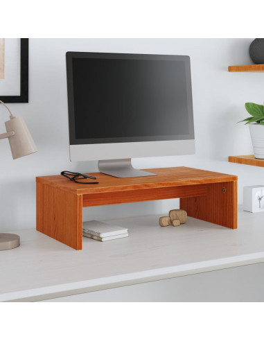 Supporto Monitor Marrone Cera 50x27x15 cm Legno Massello Pino