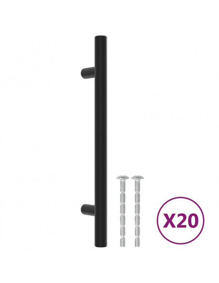 Maniglie per Mobili 20 pz Nere 128 mm in Acciaio Inox