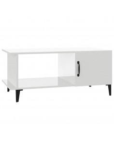 Tavolino da Salotto Bianco Lucido 90x50x40 cm Legno Multistrato 2