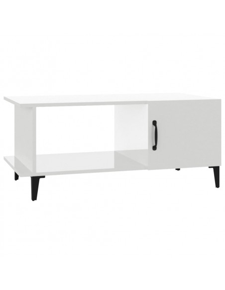 Tavolino da Salotto Bianco Lucido 90x50x40 cm Legno Multistrato