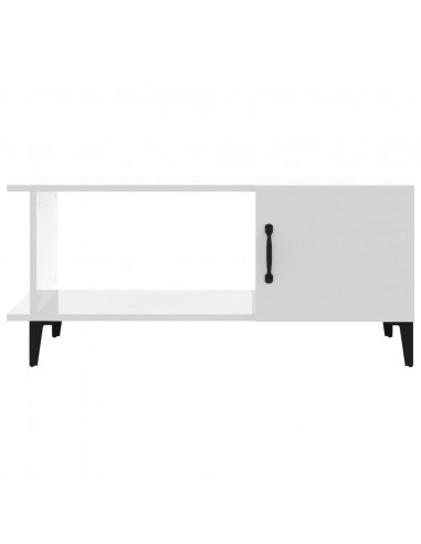 Tavolino da Salotto Bianco Lucido 90x50x40 cm Legno Multistrato
