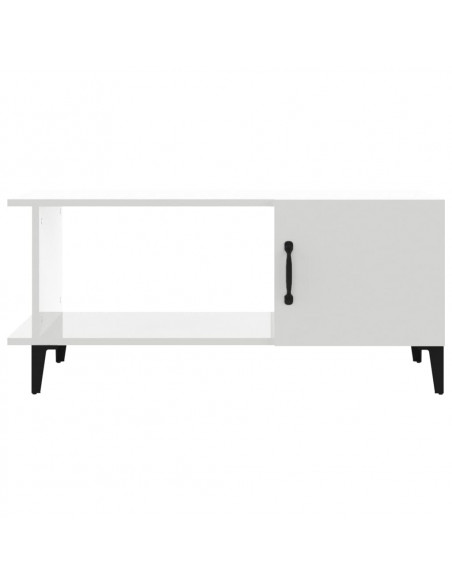 Tavolino da Salotto Bianco Lucido 90x50x40 cm Legno Multistrato