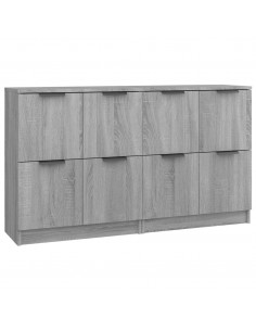 Credenze 2 pz Grigio Sonoma 60x30x70 cm in Legno Multistrato 2