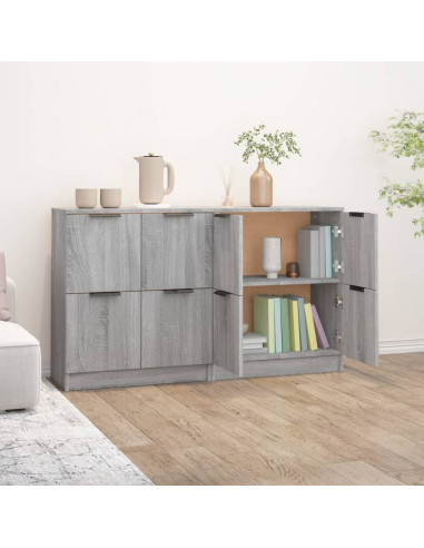 Credenze 2 pz Grigio Sonoma 60x30x70 cm in Legno Multistrato