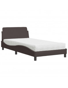 Letto con Materasso Marrone Scuro 100x200 cm in Tessuto 2