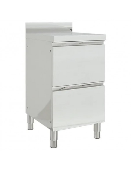 Mobiletto da Cucina Commerciale con 2 Cassetti in Acciaio Inox