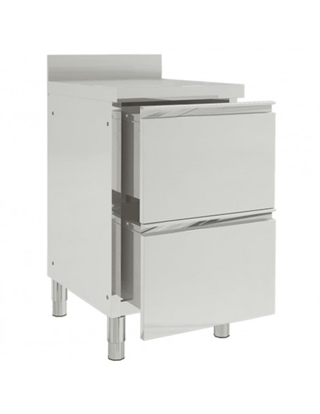 Mobiletto da Cucina Commerciale con 2 Cassetti in Acciaio Inox