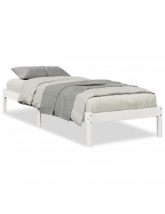 Letto Extra Lungo senza Materasso Bianco 90x210 cm in Pino 2