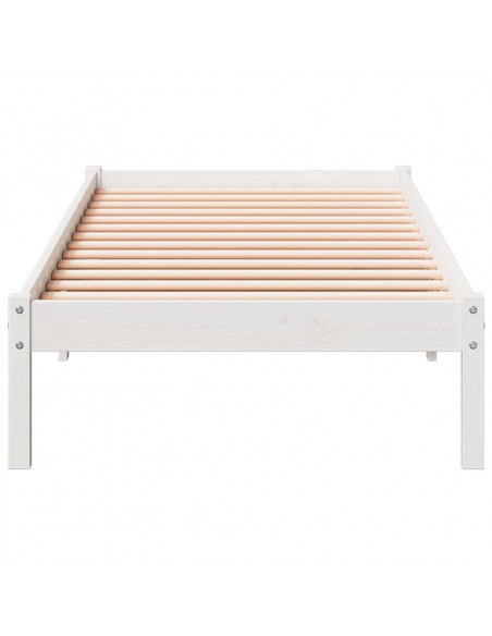 Letto Extra Lungo senza Materasso Bianco 90x210 cm in Pino