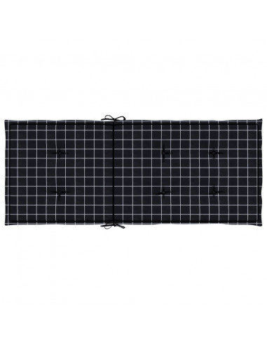 Cuscini per Sedia Schienale Alto 4 pz Neri a Quadri in Tessuto