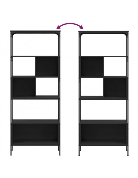 Libreria a 5 Ripiani Nera 76x33x188,5 cm in Legno Multistrato