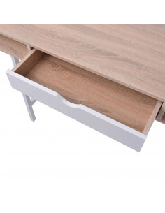 Scrivania con 1 Cassetto Rovere e Bianco