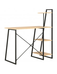 Scrivania con Mensole Nera e Rovere 102x50x117 cm